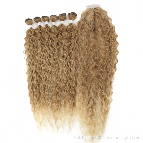 Rebecca Fashion Best Selling In Russia Afro Kinky Curly Hair Bundles With Closure Synthetic Weave Hair Synthetic Hair Extension